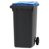 Two Wheeled Bins With Different Colour Lid