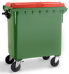 Four Wheeled Bins With Different Colour Lid