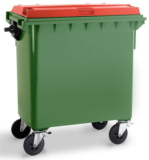 Four Wheeled Bins With Different Colour Lid
