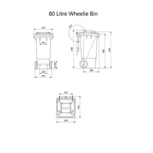 16 x 80 Litre Wheelie Bins in any Colour (Pallet Quantity)