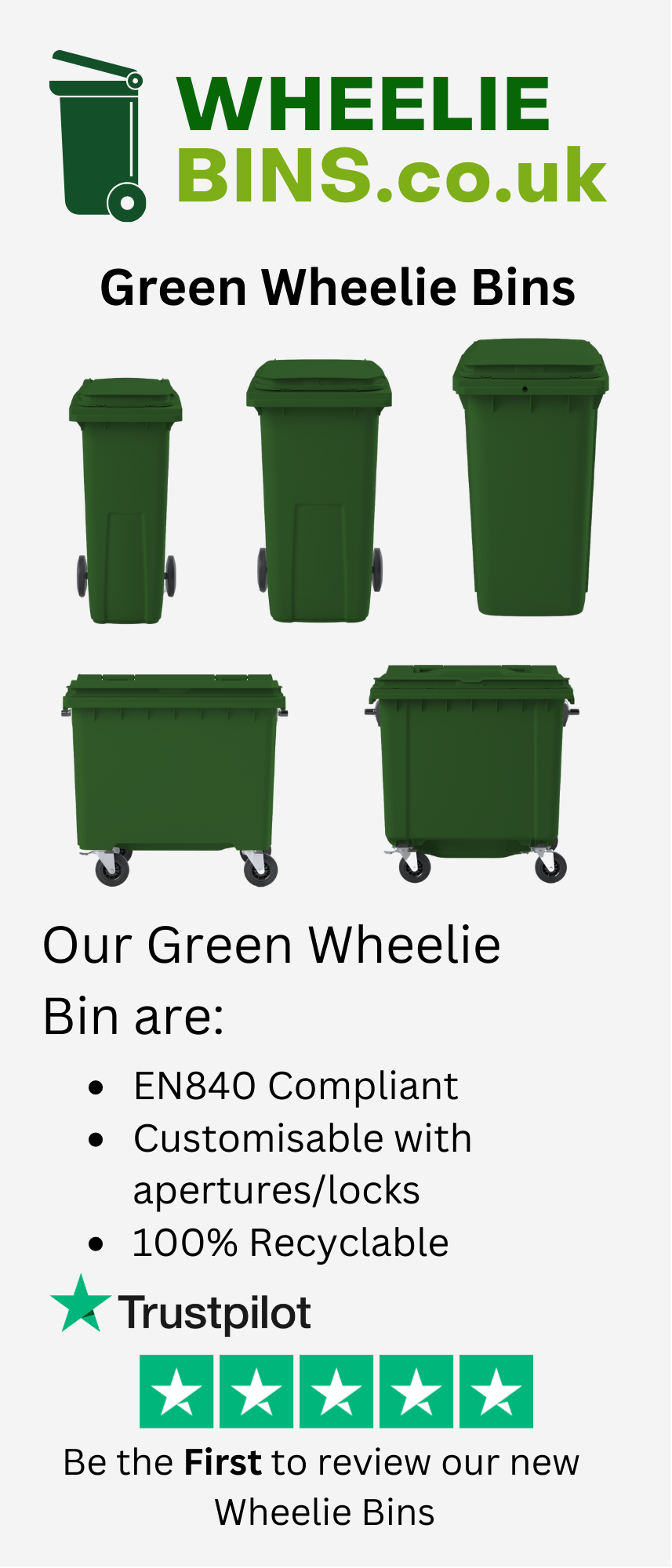 Green Wheelie Bins Free UK Delivery and Best Price Guaranteed
