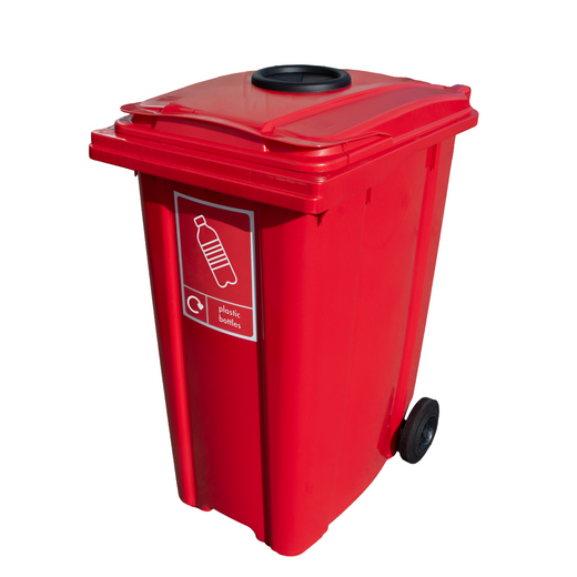 Bottle Recycling 360 Litre Wheelie Bin With Rubber Push Flaps