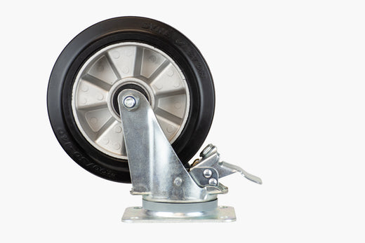 Braked Heavy Duty 200 mm Aluminium Centred Castor and Plate - 350 kg