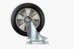Unbraked Heavy Duty 200 mm Rubber Swivel Castor and Plate - 350 kg
