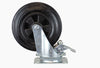 Braked 200 mm Rubber Swivel Castor and Plate - 205 kg