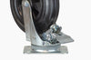 Braked 200 mm Rubber Swivel Castor and Plate - 205 kg