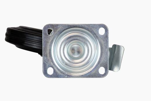 Braked 200 mm Rubber Swivel Castor and Plate - 205 kg
