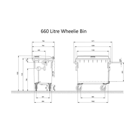 4 x 660 Litre Wheelie Bins in any Colour (Pallet Quantity)